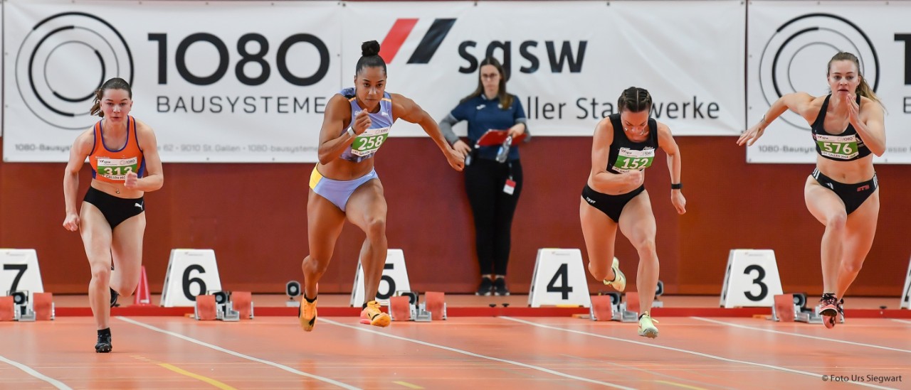 Am Stadtwerk Hallenmeeting sind auch immer Top-Athletinnen wie Salomé Kora (links) dabei.